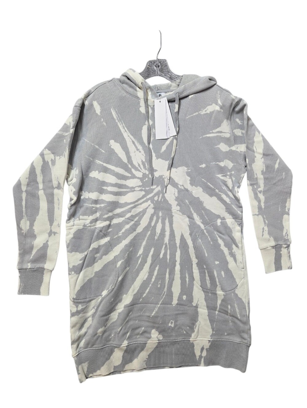 525 America Gray and Cream Spiral Tie-Dye Hoodie Dress Medium Nwt